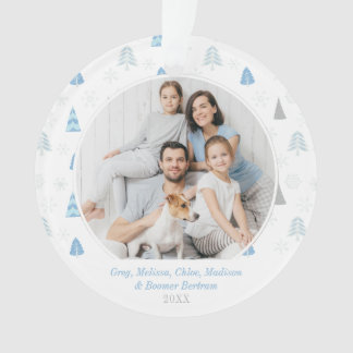 Ornamento do Cartão com fotos da Árvore Azul para