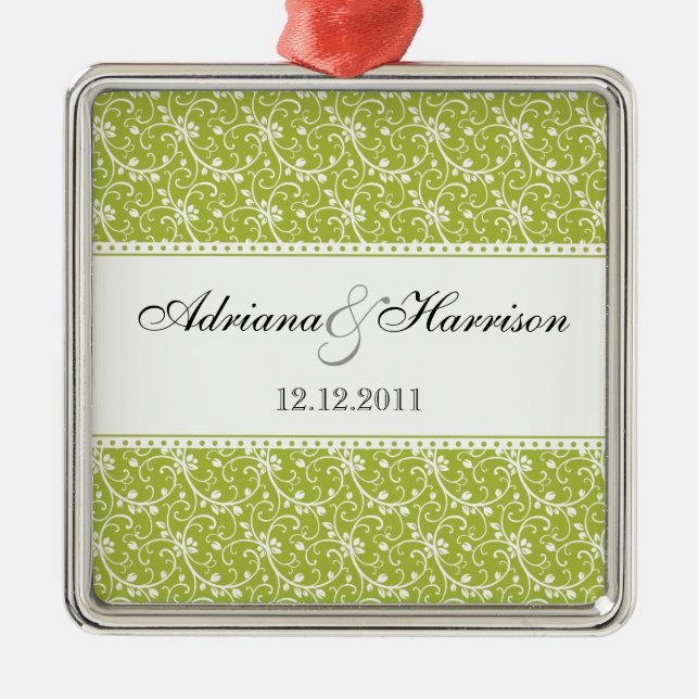 Ornamento do casamento tema damasco da videira de (Frente)