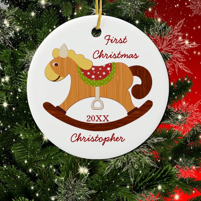 Ornamento do Cavalo Fogueiro do Primeiro Natal do  (Criador carregado)