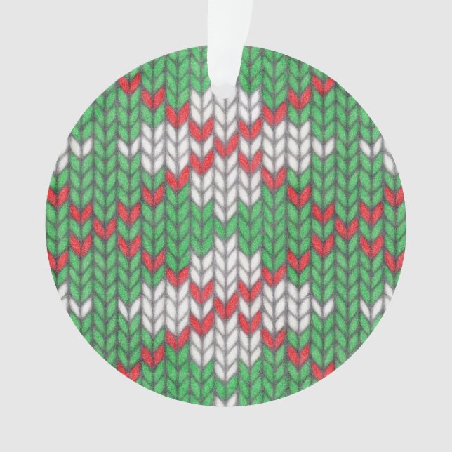 Ornamento do Círculo Acrílico do KNIT ARGYLE XMAS (Frente)
