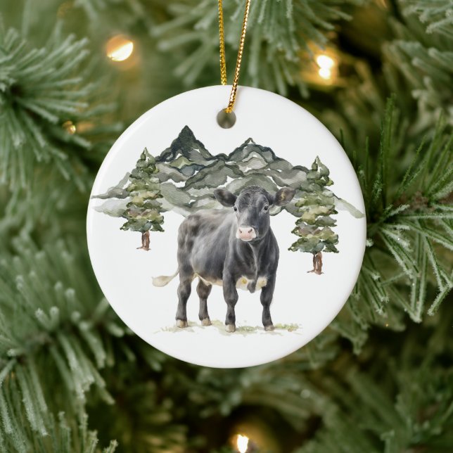 Ornamento do Círculo Cerâmico - Vaca1 (Árvore)