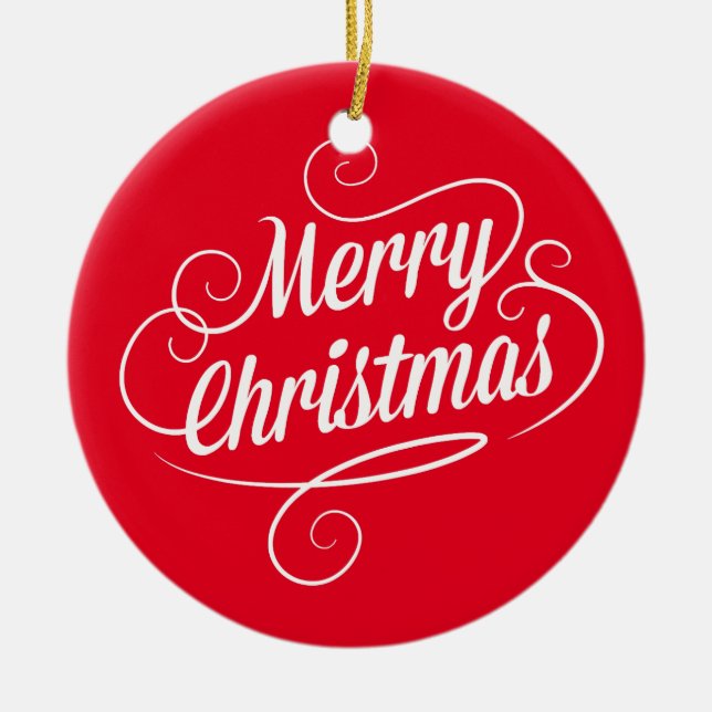 Ornamento do círculo com texto alegre do Feliz (Frente)