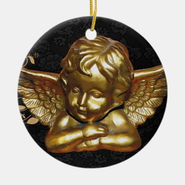 Ornamento do Círculo de Natal, Anjo Dourado (Frente)