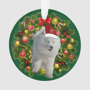 Ornamento do círculo do feriado do Samoyed