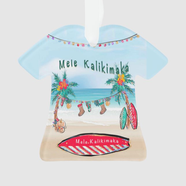 Ornamento do Conselho do Surf Mele Kalikimaka (Frente)