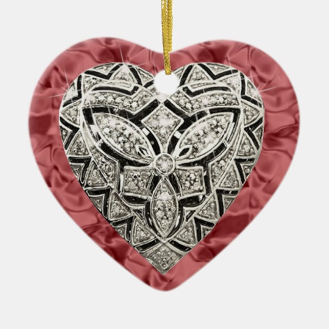 Ornamento do Coração do Designer Elegante Vermelho (Frente)
