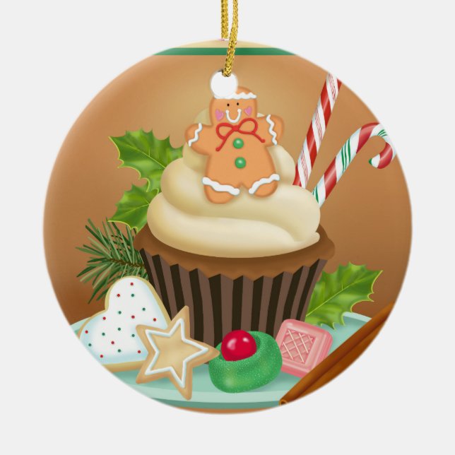 Ornamento do cupcake do pão-de-espécie (Frente)