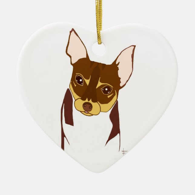 Ornamento do ♡ da chihuahua de Boho (Frente)