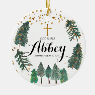 Ornamento do Deus abençoe do Batismo Natal