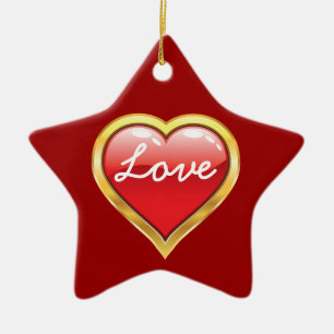 Ornamento do Dia do Namorados Vermelho do Ouro Ver