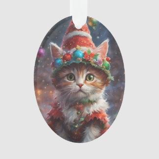 Ornamento do Elf Kitten no Natal