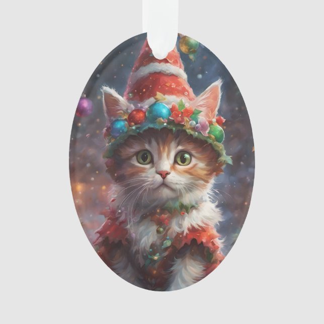 Ornamento do Elf Kitten no Natal (Frente)