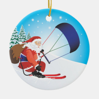 Ornamento do esqui de Snowkite do papai noel