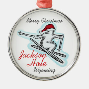 Ornamento do esquiador do papai noel de Jackson