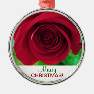 Ornamento do Feliz Natal da rosa vermelha