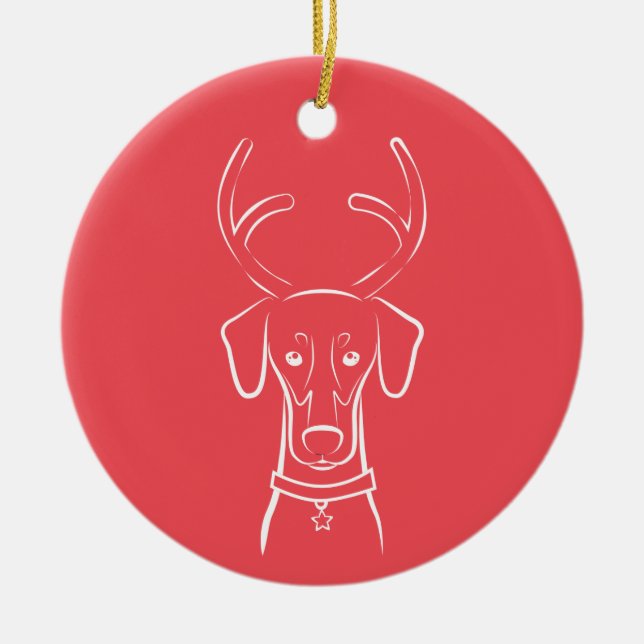 Ornamento do feriado de DTDR - Doberman natural (Frente)