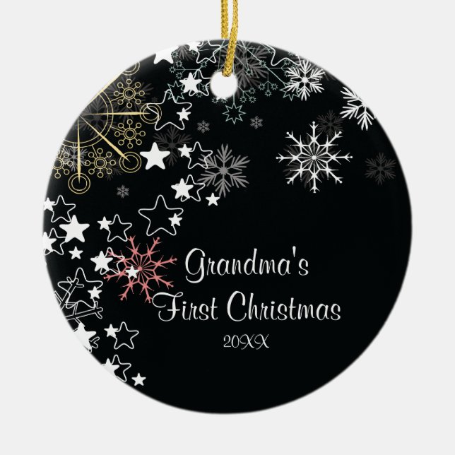 Ornamento do floco de neve do Natal da avó (Frente)