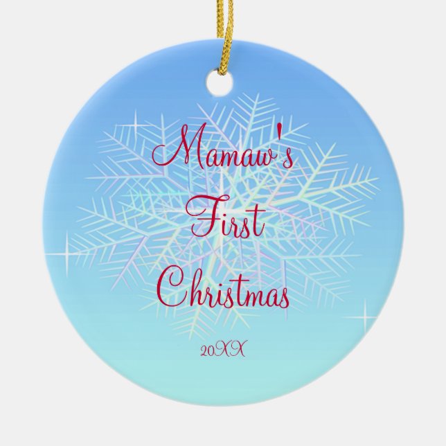 Ornamento do floco de neve do Natal de Mamaw (Frente)
