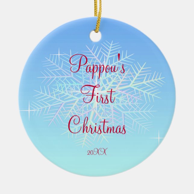 Ornamento do floco de neve do Natal de Pappou (Frente)