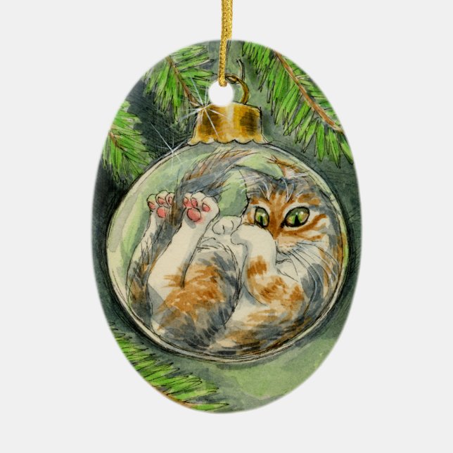Ornamento do gato do Natal (Frente)