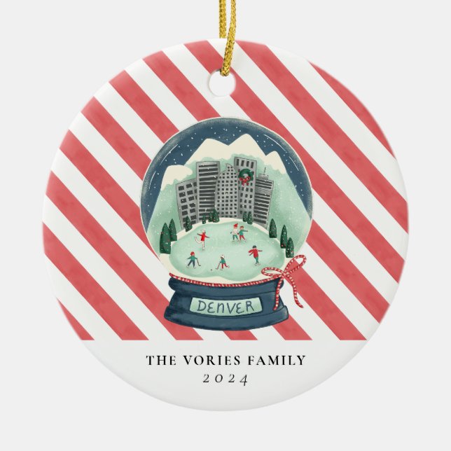 Ornamento do Globo de Neve Denver Colorado (Frente)