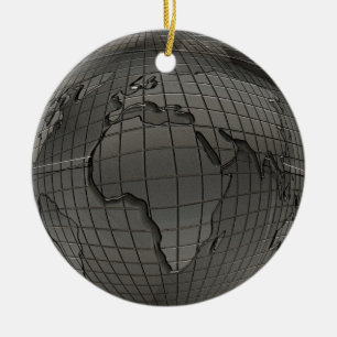 Ornamento do globo do mundo do olhar do metal