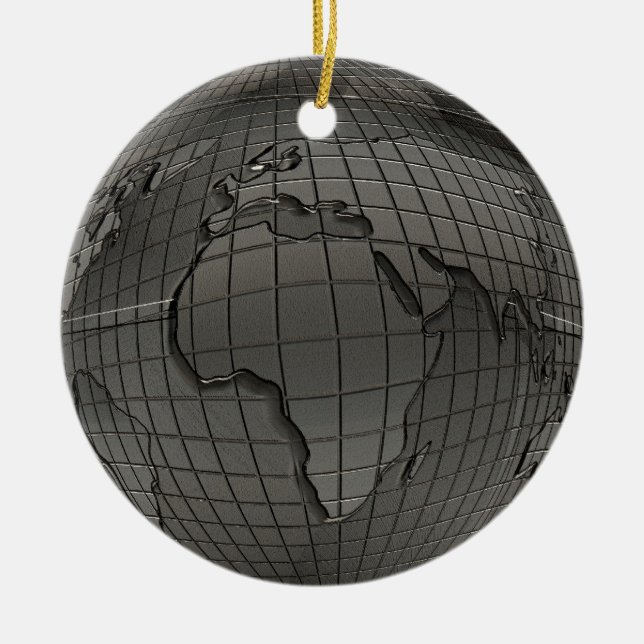Ornamento do globo do mundo do olhar do metal (Frente)