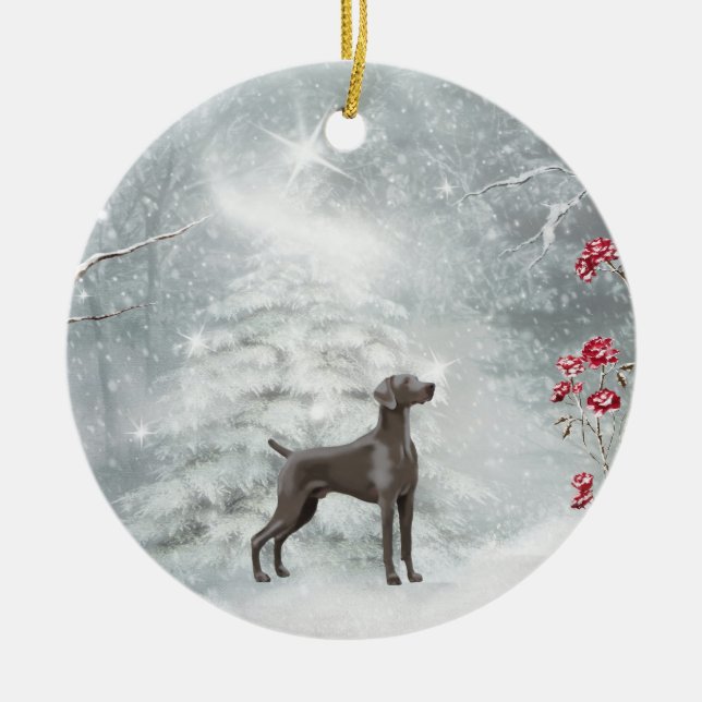 Ornamento do inverno de Weimaraner (Frente)