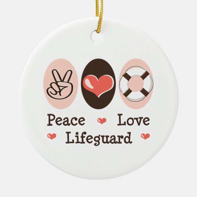 Ornamento do Lifeguard do amor da paz (Frente)