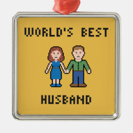 Ornamento do marido do mundo do pixel o melhor