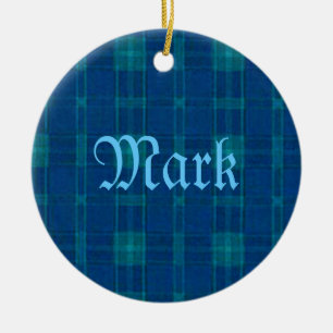 Ornamento do Nome da Xadrez Azul