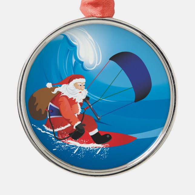 Ornamento do prêmio de Kitesurf do papai noel (Frente)
