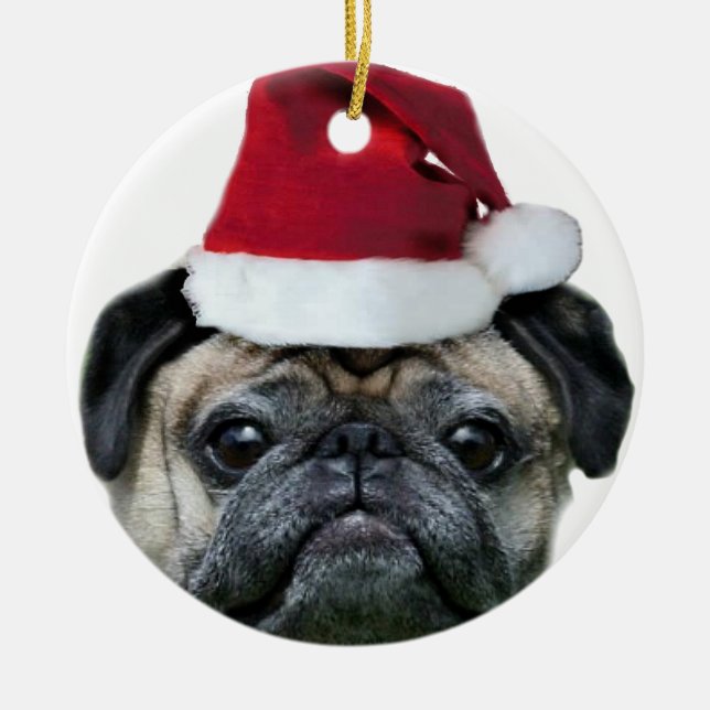 Ornamento do pug do Natal (Frente)