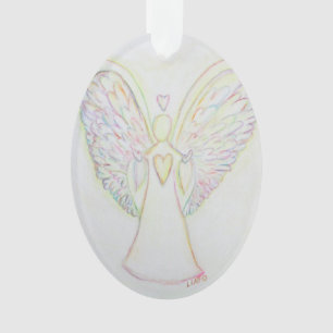 Ornamento do Rainbow Hearts Angel Art Holiday