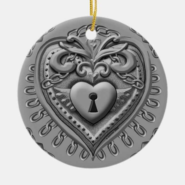 Ornamento do Silver Heart Lock (Frente)