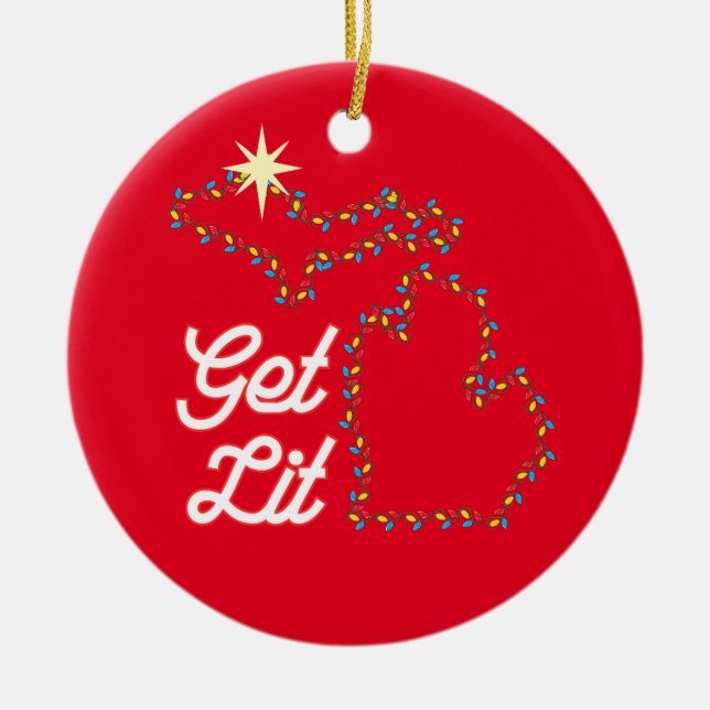 Ornamento do Tema de Michigan com engraçadinho GET (Frente)