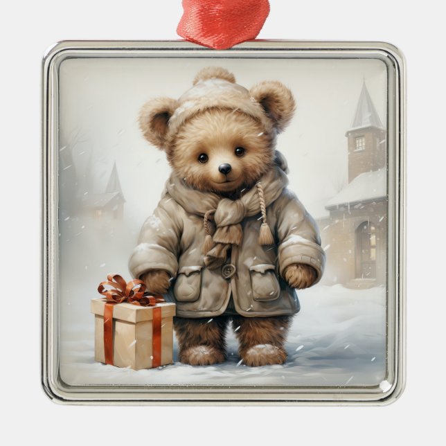 Ornamento do Urso de Teddy de Natal (Frente)