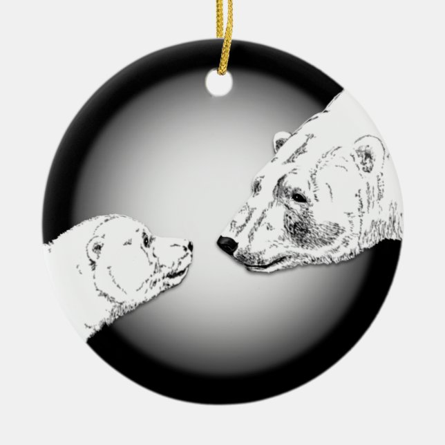 Ornamento do Urso Polar, Mãe Bebê Presente Persona (Frente)