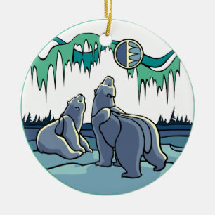 Ornamento do Urso Polar Manipulando Presentes do U