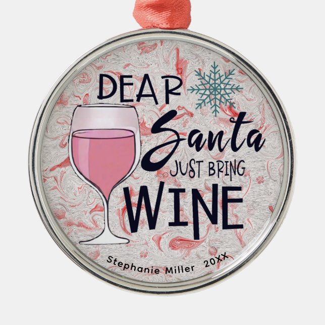Ornamento do Vinho - Nome Personalizado de Natal (Frente)