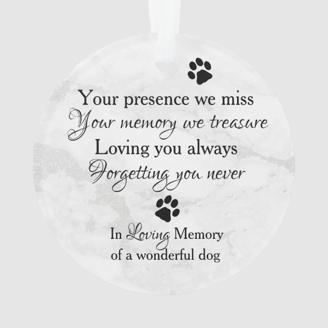 Ornamento Dog Photo Sympathy Cote Marble Pet Memorial (Verso)