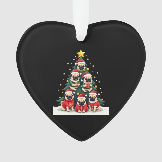 Ornamento Dog Pugs Christmas Tree Cute Xmas (4) (Frente)