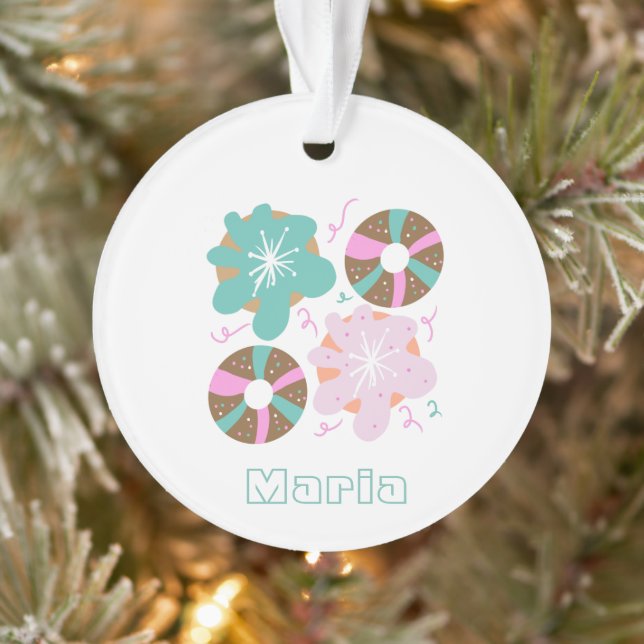 Ornamento Donuts Glacê de Natal Rabiscos Rosa   (Árvore)