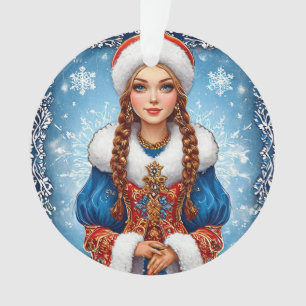 Ornamento Donzela de neve Bela Winter Portrait