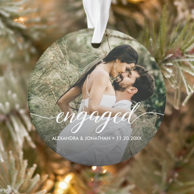 Ornamento Double sided Engaged couple Photo Custom  (Árvore)