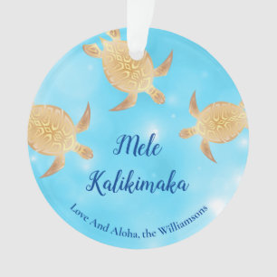 Ornamento Douradas tartarugas Mele Kalikimaka Personalizadas