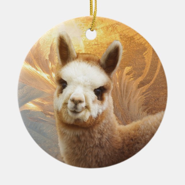 Ornamento Dourado de Chirstmas da alpaca (Frente)