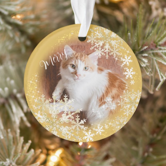 Ornamento Dourado de Natal Pet Cat (Árvore)
