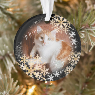 Ornamento Dourado de Natal Pet Cat