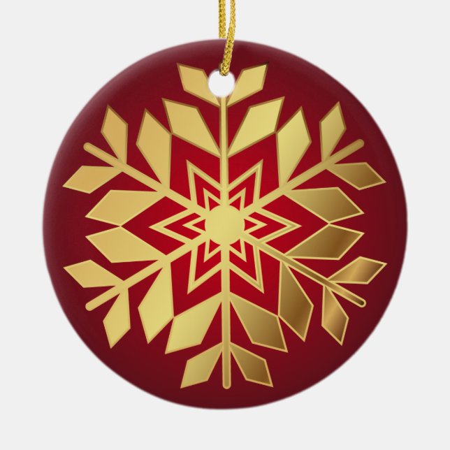 Ornamento Dourado elegante do Natal | dos flocos (Frente)